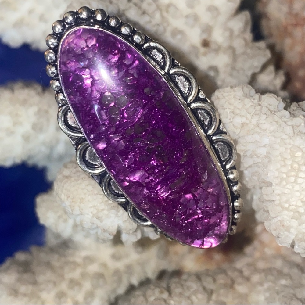Pink Crack crystal vintage ring 8
